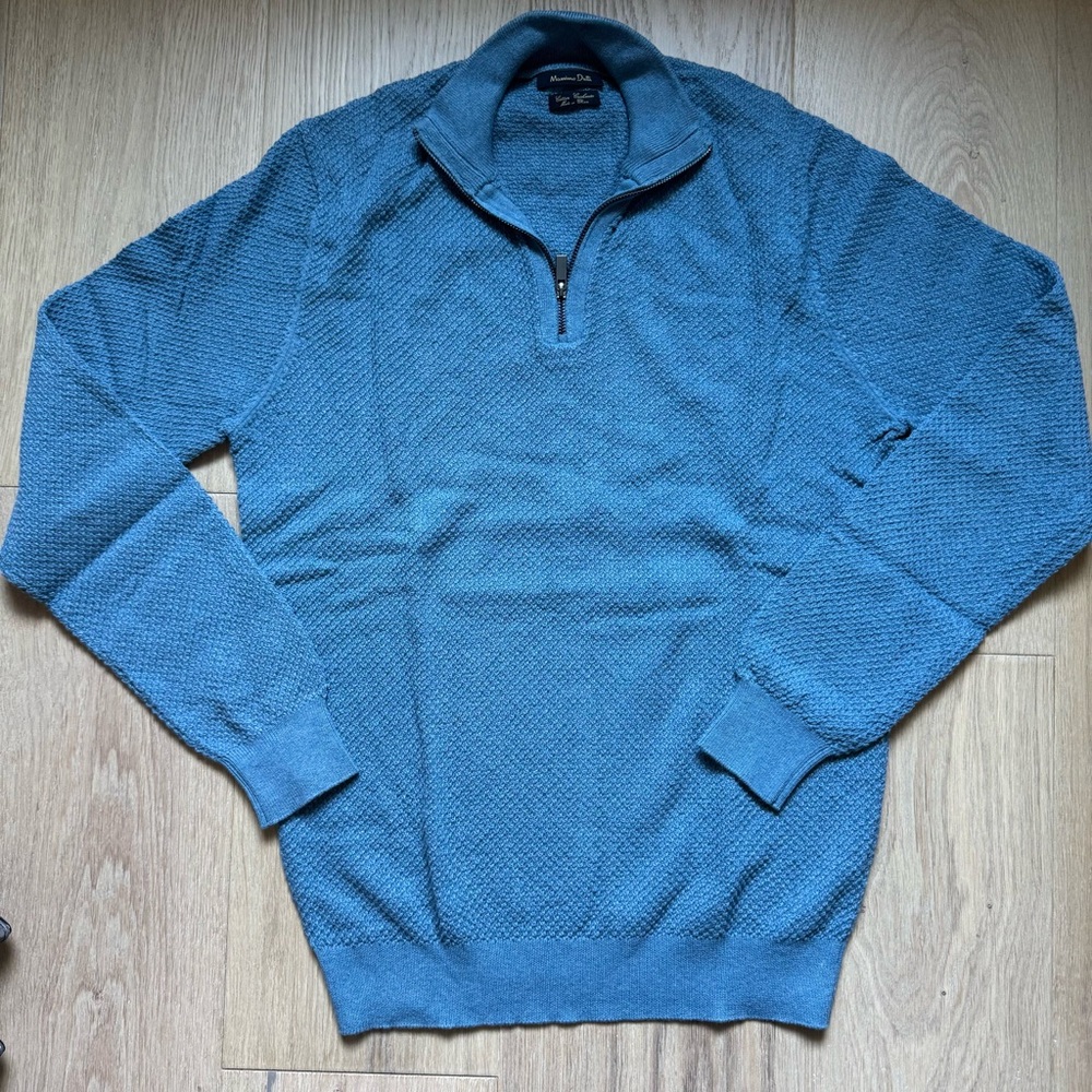 Massimo Dutti Blue Half Zip Sweater
